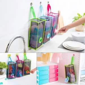 Pack of 2 - Shopping Bags and Garbage Bags Holder / Dispenser Mesh Hanging Kitchen Garbage Bag Storage