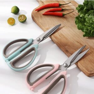 Multifunctional Scissors Kitchen Stainless Steel Chicken Bone Cut Vegetable Fish Straight Non-slip Household (Random Color)