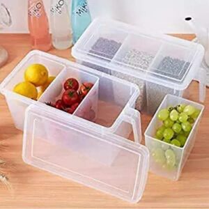 Plastic Rectangular Refrigerator Storage Box with Handle, Lid for Food Storage, Kitchen Supplies, Refrigerator,