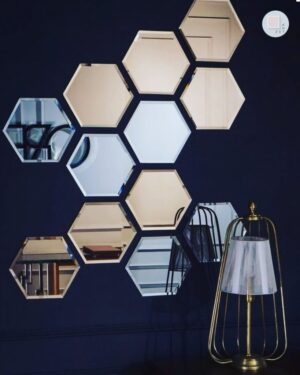 Hexagon shape Acrylic mirror wall stickers (12 pcs set) *( 6 silver pcs or 6 golden pcs)