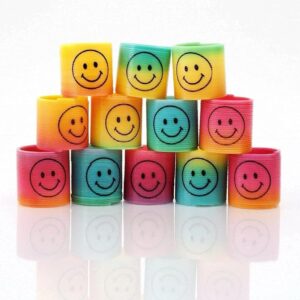 12Pcs Rainbow Smile Magic Springs Circle Toys for Children Birthday Party Favors Giveaway Gifts