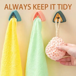 (Pack of 4) Towel And Rag Storage Plug Punch Free Towel Plug Holder Kitchen Bathroom Triangle Towel Plug Holder/ Bathroom Organizer Self Adhesive Wall Mount Push in Hook (Random color)