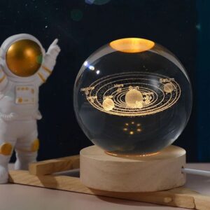 Crystal Ball Night Light Glowing Planet Galaxy Astronaut 3D Moon Table Lamp USB (Random Design)