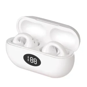 Ear cuff Wireless Earbuds Bluetooth 5.3 With Earhooks Mini Bone Conduction EARCUFFS Headphones Waterproof Cycling Earpiece Noise Sports Earphones (White)