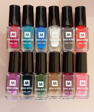 Pack of 12 Nail Polishes  Miss Rose Nail Polish  Peel Off