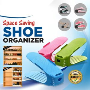 Pack of 2 Double Layer Adjustable Shoe Bracket Storage Shoe Rack | 2 In 1 Foldable Shoe Holder Space Saving (Random color)