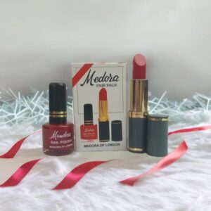 (2 in 1)Medora Pair Pack Lipstick , Nail Polish(Red & Mehroon)