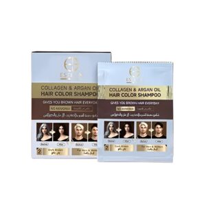 ESTELIN Collagen & argan oil hair color shampoo Sachets Dark Brown - 10pcs/Box