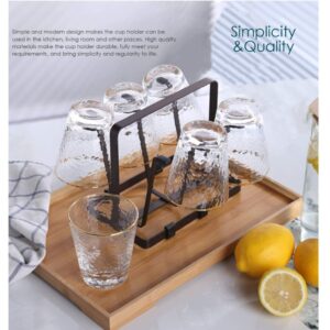 Cup Drying Rack, Metal 6 Cup Silicone Protective Hooks Non-Slip Bottle Drying Holder Tree for Glasses