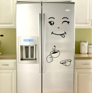 4 Different Funny Fridge Stickers Eating Drinking Smiley Face Wall Stickers For Dining Room Home Decoration Diy Vinyl Art Wall Decal Refrigerator Sticker - design 1