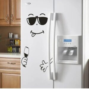 4 Different Funny Fridge Stickers Eating Drinking Smiley Face Wall Stickers For Dining Room Home Decoration Diy Vinyl Art Wall Decal Refrigerator Sticker - design 2