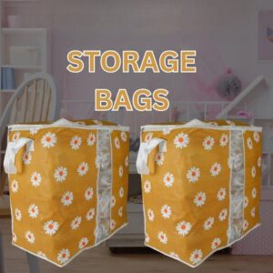 Non Woven Printed Storage bag | Cloth Organizer Mustard/Blue