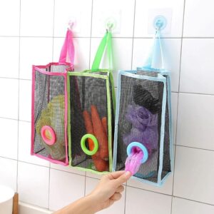 Pack of 2 - Shopping Bags and Garbage Bags Holder / Dispenser Mesh Hanging Kitchen Garbage Bag Storage