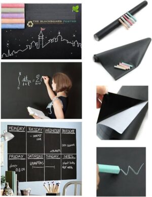 PVC Vinyl Black Board Wall Sticker Removable, with (2 pcs chalks)  For Kids Bedroom Size/Dimension 39*150 cm Size