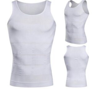 Slim n Fit Body Shaper Vest Shirt - Tank Top Sleeveless Shapewear For Men - large, White