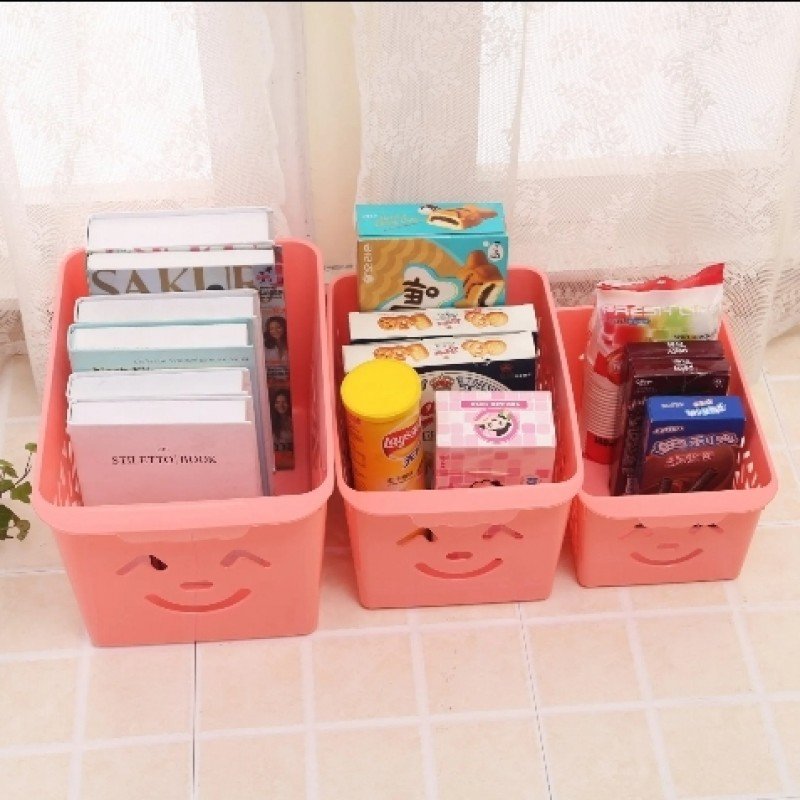 Smile basket Without cap pack off 3 | Storage Organizer Basket |  Multipurpose Baskets For Kitchen, Home, Office & Bathroom (Random color)