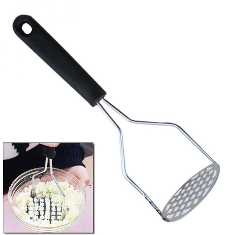 Potato Masher Stainless Steel Manual Kitchen Vegetable Ricer Fruit Banana Egg Crusher Tool - Random Color