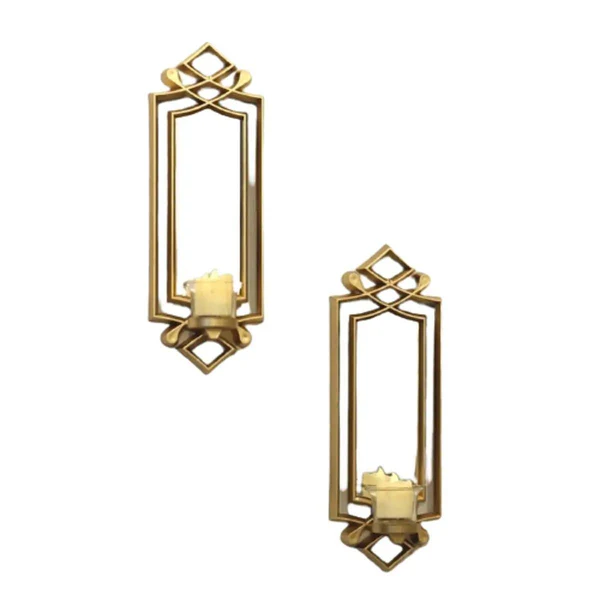 2 Pcs Fancy Wall Mirror Candle Stand Decor For Home Office Cartflix.pk