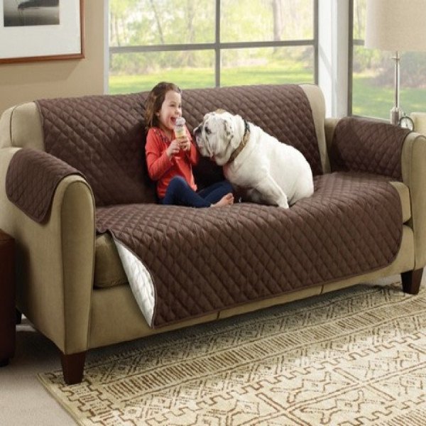 double SofaR COVER EVERSIBLE WASHABLE COUCH Sofa COAT COVER - Brown