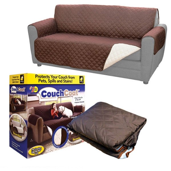 double SofaR COVER EVERSIBLE WASHABLE COUCH Sofa COAT COVER - Brown
