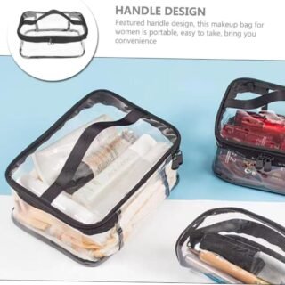 Clear Travel Makeup Bag Waterproof Portable and Stylish Organizer for Cosmetics Toiletries - Transparent Clear Cosmetic Bag Portable Toiletry Bag Zipper Organizer Transparent Travel Makeup Pouch - Random Color