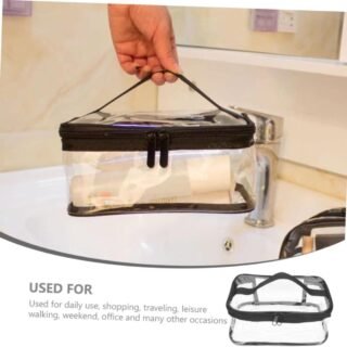 Clear Travel Makeup Bag Waterproof Portable and Stylish Organizer for Cosmetics Toiletries - Transparent Clear Cosmetic Bag Portable Toiletry Bag Zipper Organizer Transparent Travel Makeup Pouch - Random Color
