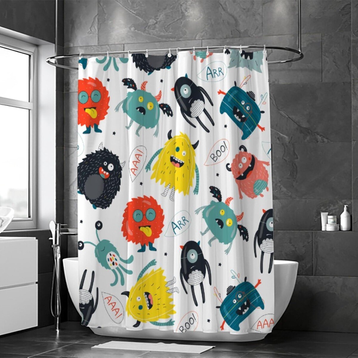 Bathroom Shower Curtain Modern Waterproof with 12 Hooksrandom