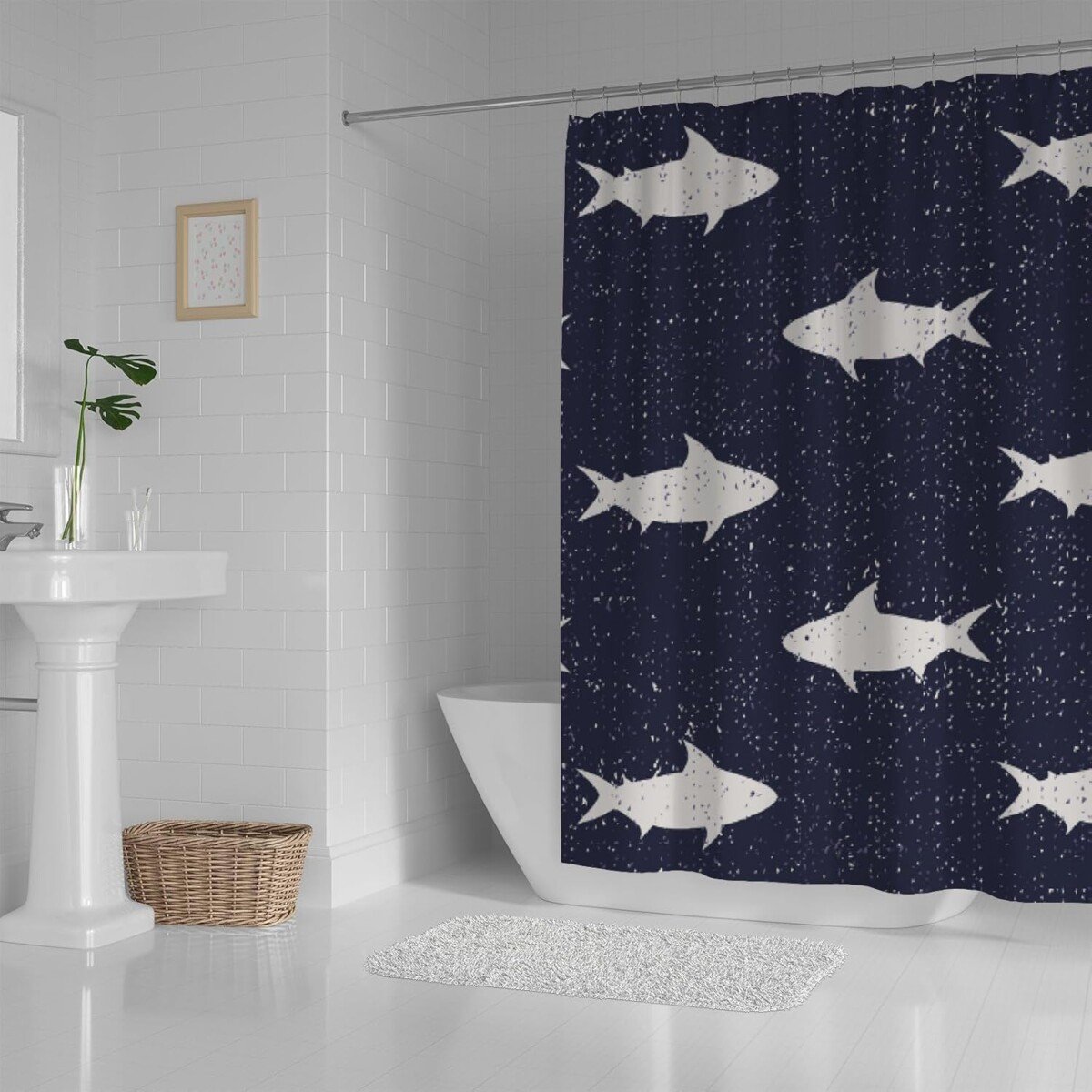 Bathroom Shower Curtain Modern Waterproof with 12 Hooksrandom