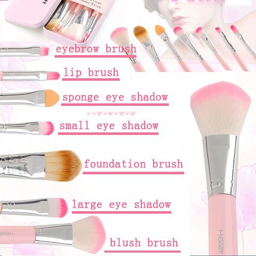 Cute 7 Piece Makeup Foundation Powder Eye shadow Brushes Set