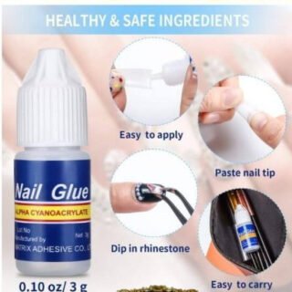 Pack of 5 Strong Nail Glue for Nail Art Decorations Artificial Nails Quick-Drying Adhesive for Press-Ons Nail Tips Rhinestones DIY Manicure