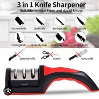 3 in 1 Manual Knife Sharpening Kitchen Accessories Manual Stainless Steel 3 Stage Kitchen Handheld Knife Sharpener Cartflix.pk