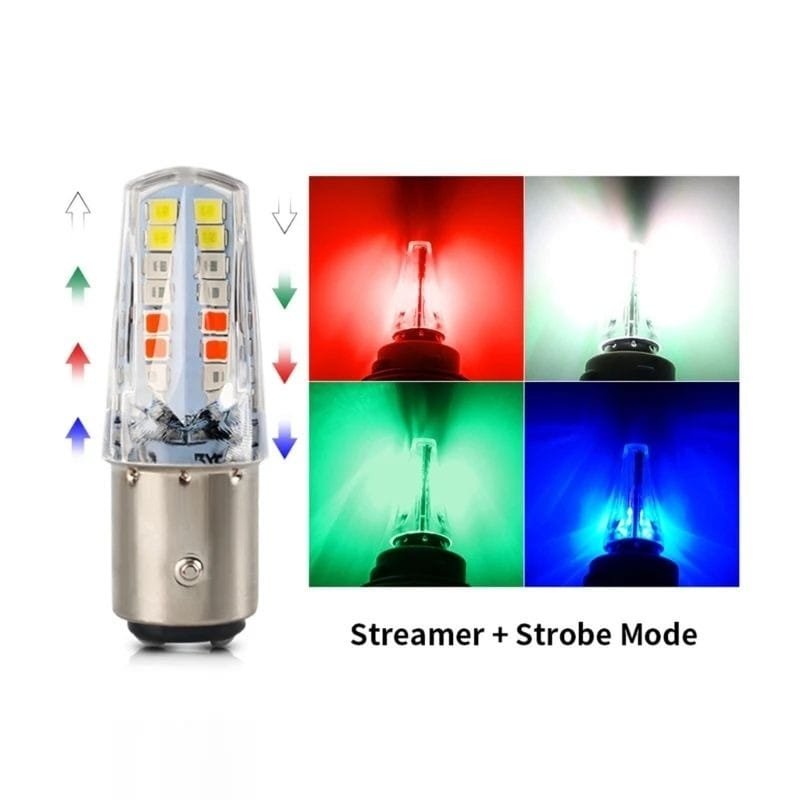 Pack of 2 Headlight Backlight Bulb | YellowWhite Beam RedBlue Flasher | Universal for All Bikes