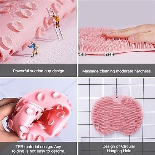 Shower Foot & Back Scrubber Mat, Wall Stick Suction Silicone Bathroom Scrubber (Random?color)