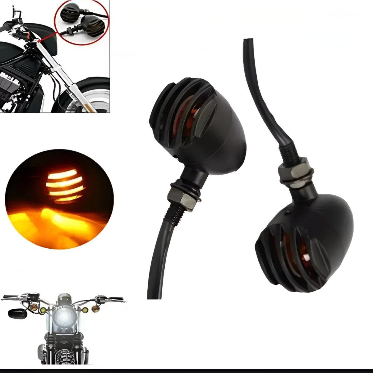 Pair Of 05 - Grill Indicators Yellow Led For Bikes 20pcs