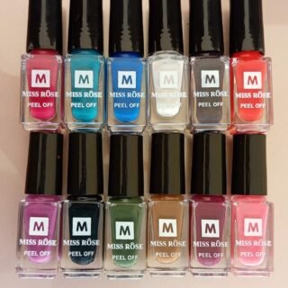 Pack Of 6 Miss rose peel off nail polish