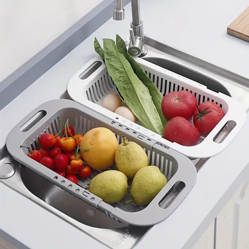 Kitchen Plastic Dish Drainer and Drying Rack Sink Basket for Washing Bowls Utensils Vegetables Fruits Storage Organizer Random color