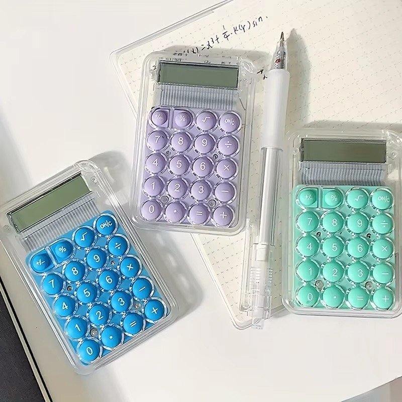 Student Calculator LCD Display Large Screen Siicone Buttons 8-digit Handheld Study Electronic Calculator School Suppliesrandom color