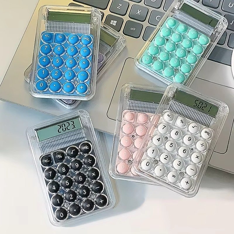Student Calculator LCD Display Large Screen Siicone Buttons 8-digit Handheld Study Electronic Calculator School Suppliesrandom color