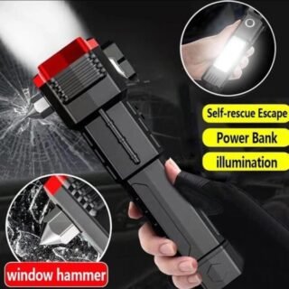 High-power Led Torch Light Rechargeable Flashlight And Multifunctional Tactical Hammer Power Bank To Charge the Phone With Box random Color