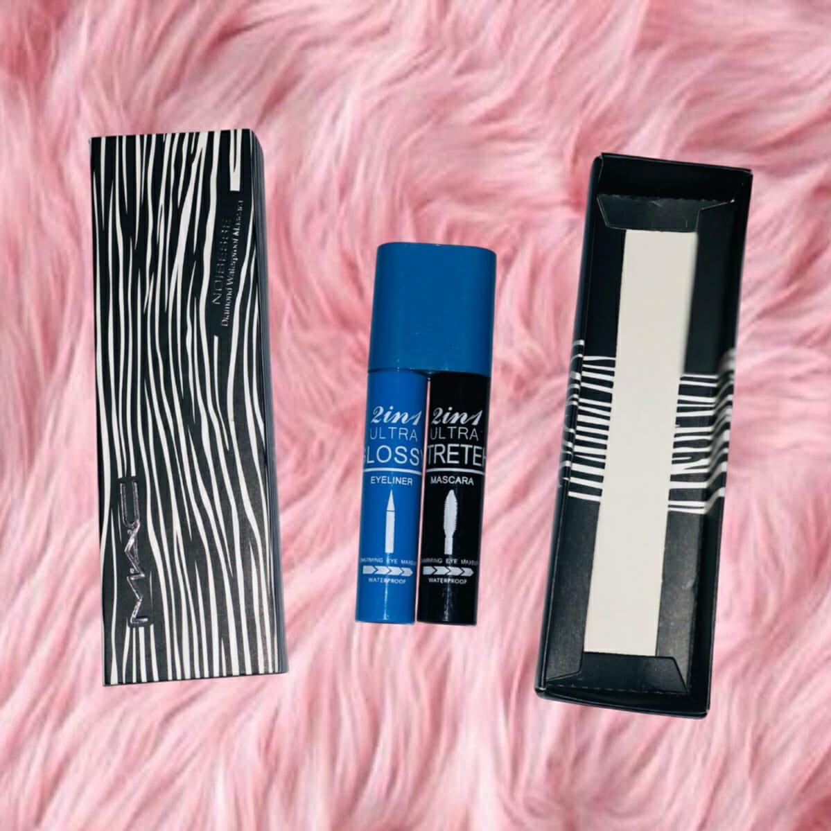 2 in 1 Waterproof Eye Lashes Mascara and Eyeliner with More Volume Deep Black Creamy Texture