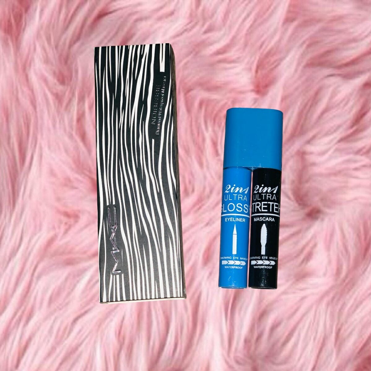 2 in 1 Waterproof Eye Lashes Mascara and Eyeliner with More Volume Deep Black Creamy Texture