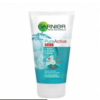 3 in 1 Garnier Skin Natural Pure Active Wash Scrub Mask