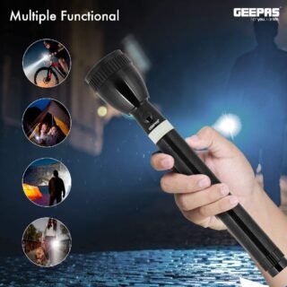 NEW EMERGENCY GePass Rechargeable LED Flashlight 100 000 Hours of LED Life Long Range Beam CREE LED Outdoor and Indoor Lights Bright Light Camping Torch | GeePas RL 601 Cartflix.pk