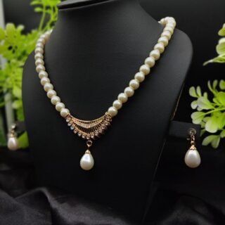 ? Imported Pearl Perfection Dual-Strand Necklace Set with Elegant Teardrop Pendant ? | Artificial Necklace For Girls & Women