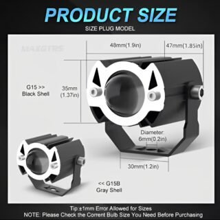 MAXGTRS Motorcycle Led Headlight Mini Projector Lens Tri-model Driving Auxiliary Scooter Spotlamp