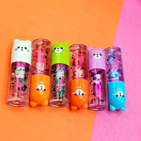 6 Pcs Cute Bear Changing Lip Gloss Set Moisturizing Magic Tint Liquid Lipstick | Royal Lipstics (Random Color)
