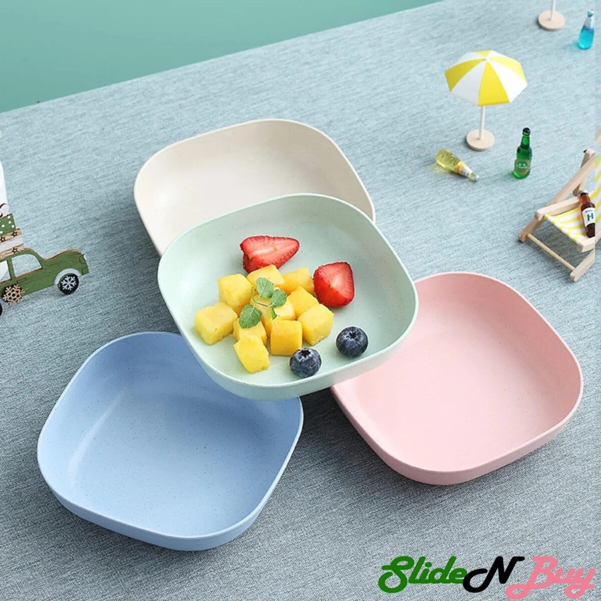 Pack of 2 |10pcs Multi-function Spit Bone Plate Set 2 In 1 Dumpling Maker | Best Samosa Maker Household Food Grade Plastic Elliptical Plate For Kitchen random Color