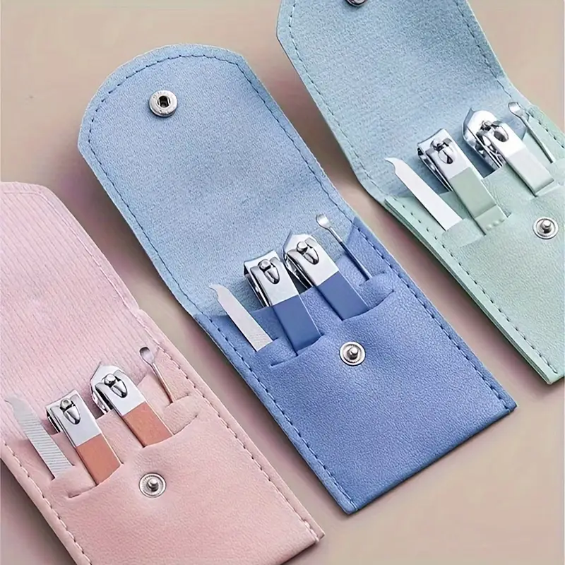 4 in 1 Professional Manicure Set 4-Piece Stainless Steel Nail Care Kit ? Nail Clippers, Cuticle Nippers, Nail File & Spoon Pusher ? Unscented, No Batteries Needed, Non-Electric Tools for Nail Techs & Home Use - Random Color