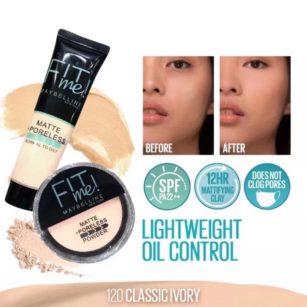 2-in-1 Makeup Deal Liquid Foundation Face Powder Combo for Smooth Flawless Finish Budget-Friendly Beauty Set - Ivory Shade