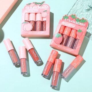 Dragon Ranee - 3Pcs Fruit Velvet Matte Waterproof Lipstick Lipgloss Set A Strawberry D6007 Cartflix.pk